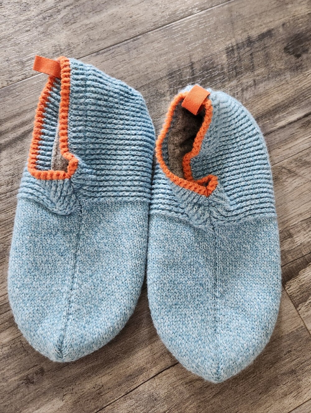 Bombas Light Blue Gripper Slippers with Orange Trim